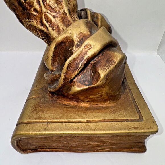 Vintage 1970s Homco Praying Hands Hand of God on Bible Gold - Picture 4 of 8